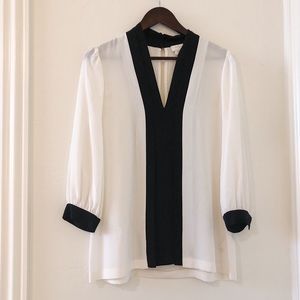 Kate Spade black and white silk blouse